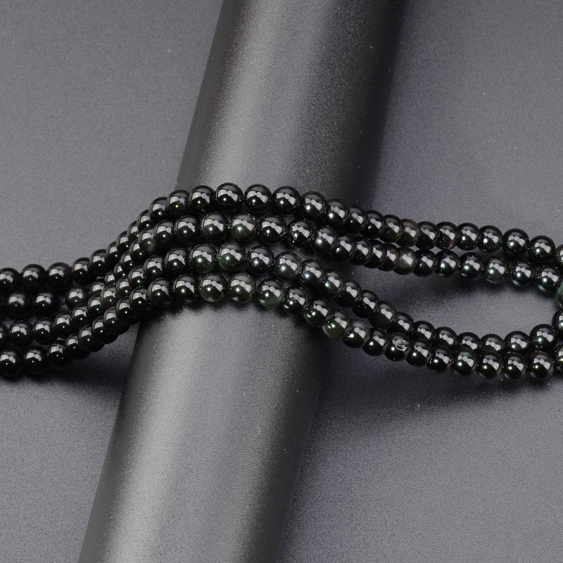 LPBeads 200Pcs Polished 6mm Round Natural Black Obsidian Gemstone Loose Beads with Stretch Cord for Jewelry Making Bracelets - Image 5